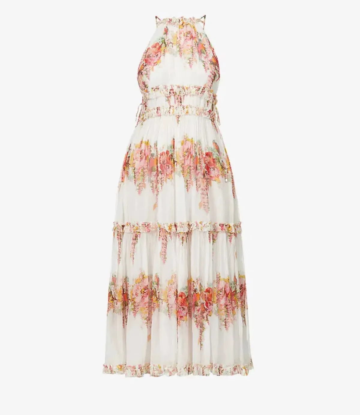 Zimmerman Mae Midi Dress in White and Pink Size 0P/ AU 6P - Image 3