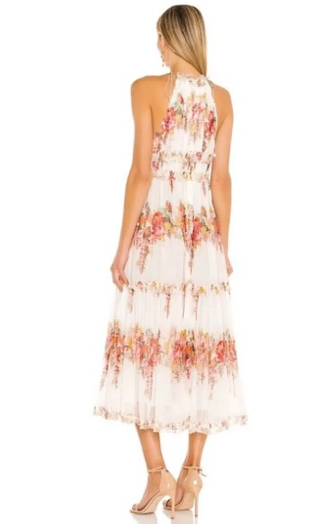 Zimmerman Mae Midi Dress in White and Pink Size 0P/ AU 6P - Image 2
