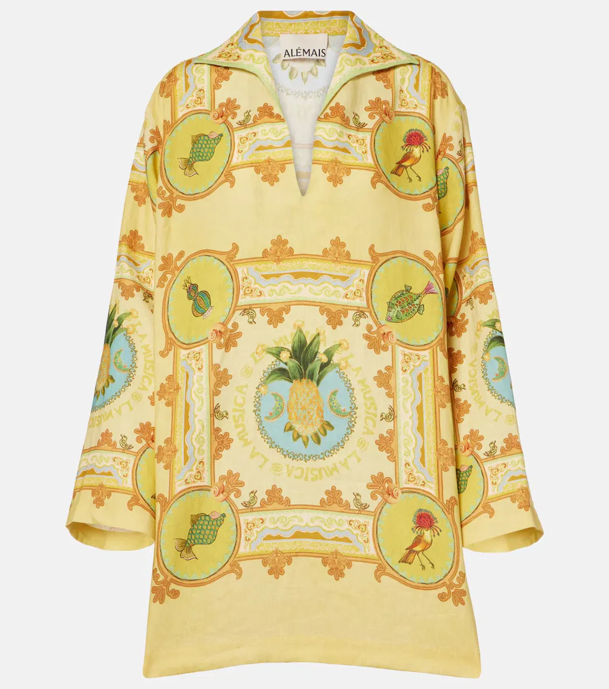 Alemais La Musica Tunic Mini Dress in Yellow Size 10 - Image 3