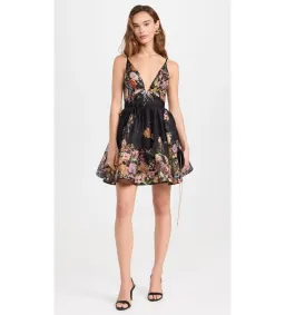 Zimmermann Pavilion V Neck Mini Dress in Black Multi Floral Size 1/AU 10 for rent on The Volte - image 2