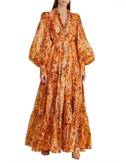 Acler Naples Maxi Dress in Orange Print Size 10 for rent on The Volte - image 1