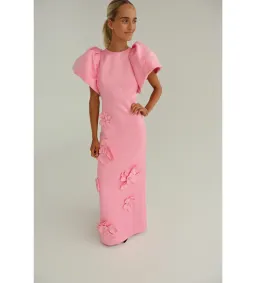 Leo Lin Lucinda Floral Appliqué Maxi Dress Baby Pink Size 10  for rent on The Volte - image 3