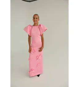 Leo Lin Lucinda Floral Appliqué Maxi Dress Baby Pink Size 10  for rent on The Volte - image 2