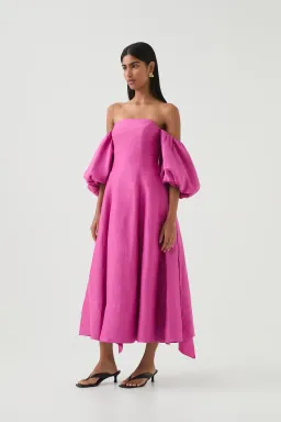AJE INCARNATION MIDI DRESS MAGENTA SIZE 14 for rent on The Volte - image 4