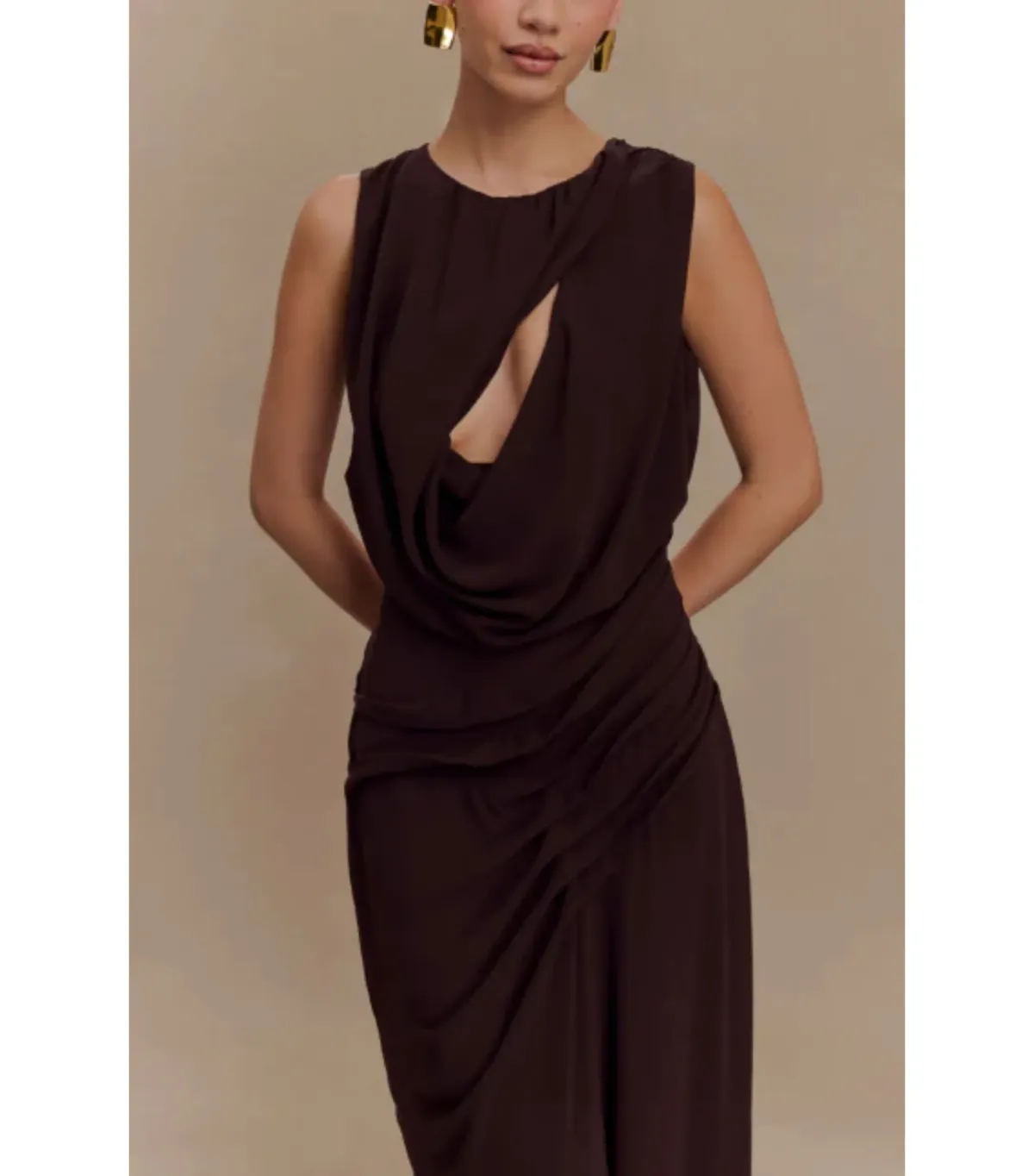 Meshki Oria Maxi Gown in Cacao Brown Size 8 - Image 4