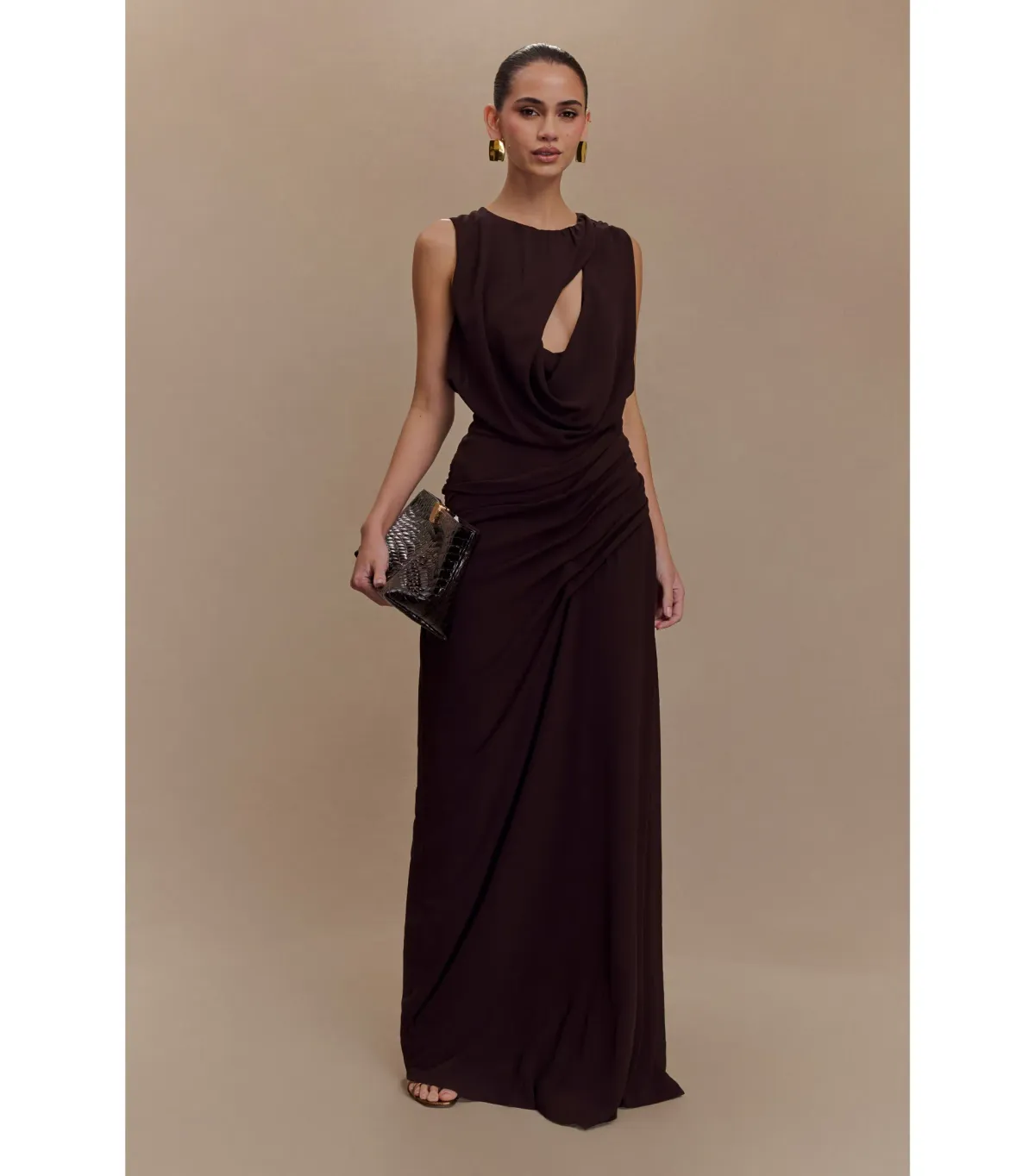 Meshki Oria Maxi Gown in Cacao Brown Size 8 - Image 1
