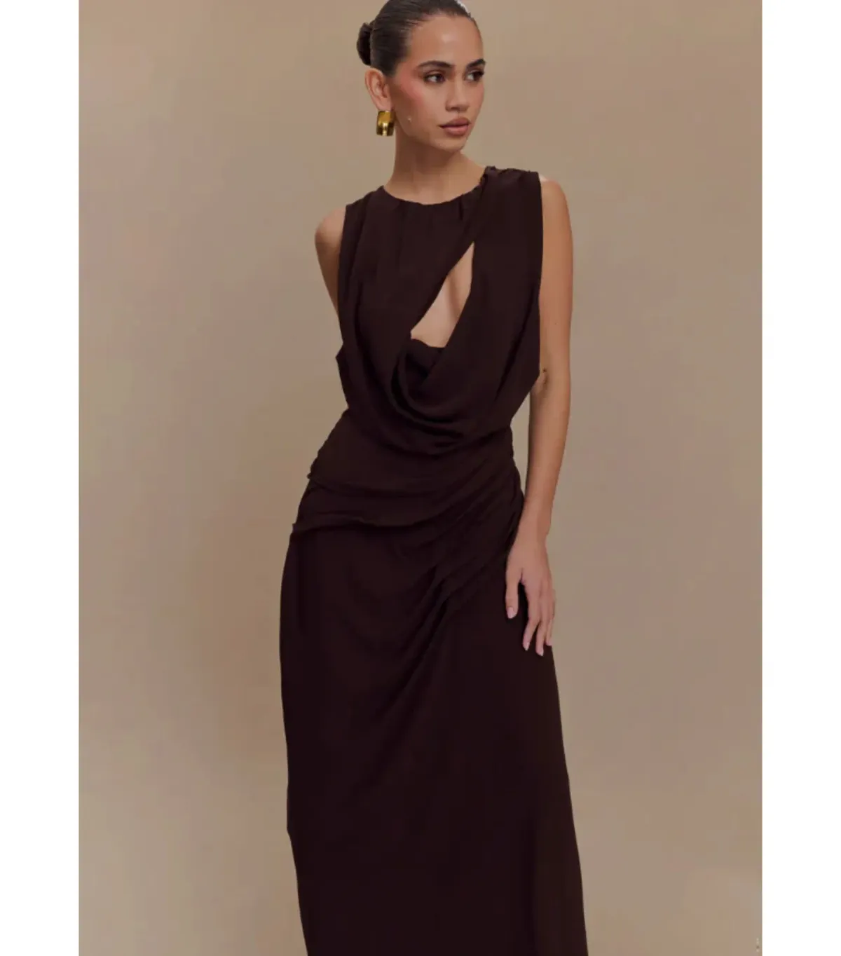 Meshki Oria Maxi Gown in Cacao Brown Size 8 - Image 3