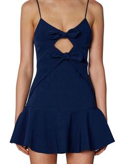 By Johnny Double Bow Flare Mini Dress Blue Size 10 for rent on The Volte - image 2