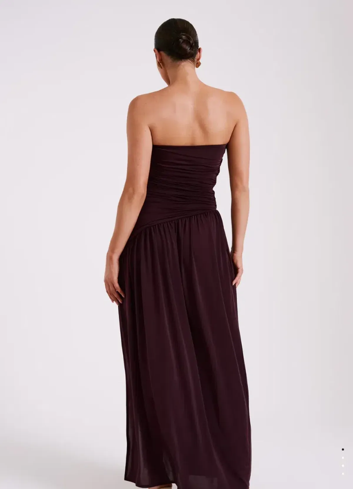 Meshki Bex Strapless Slinky Maxi Dress With Split in Burgundy Size AU10 - Image 4