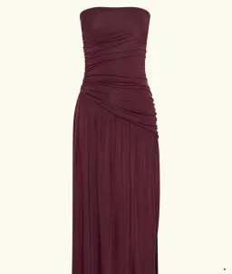 Meshki Bex Strapless Slinky Maxi Dress With Split in Burgundy Size AU10 for rent on The Volte - image 5