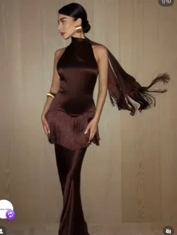 De La Vali Khamsin Maxi Dress in Cedar Silk Satin Size AU6 for rent on The Volte - image 3