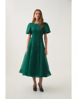 Aje Nova Pleated Midi Dress in Emerald Green Size 12 for rent on The Volte - image 1