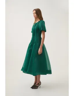 Aje Nova Pleated Midi Dress in Emerald Green Size 12 for rent on The Volte - image 2