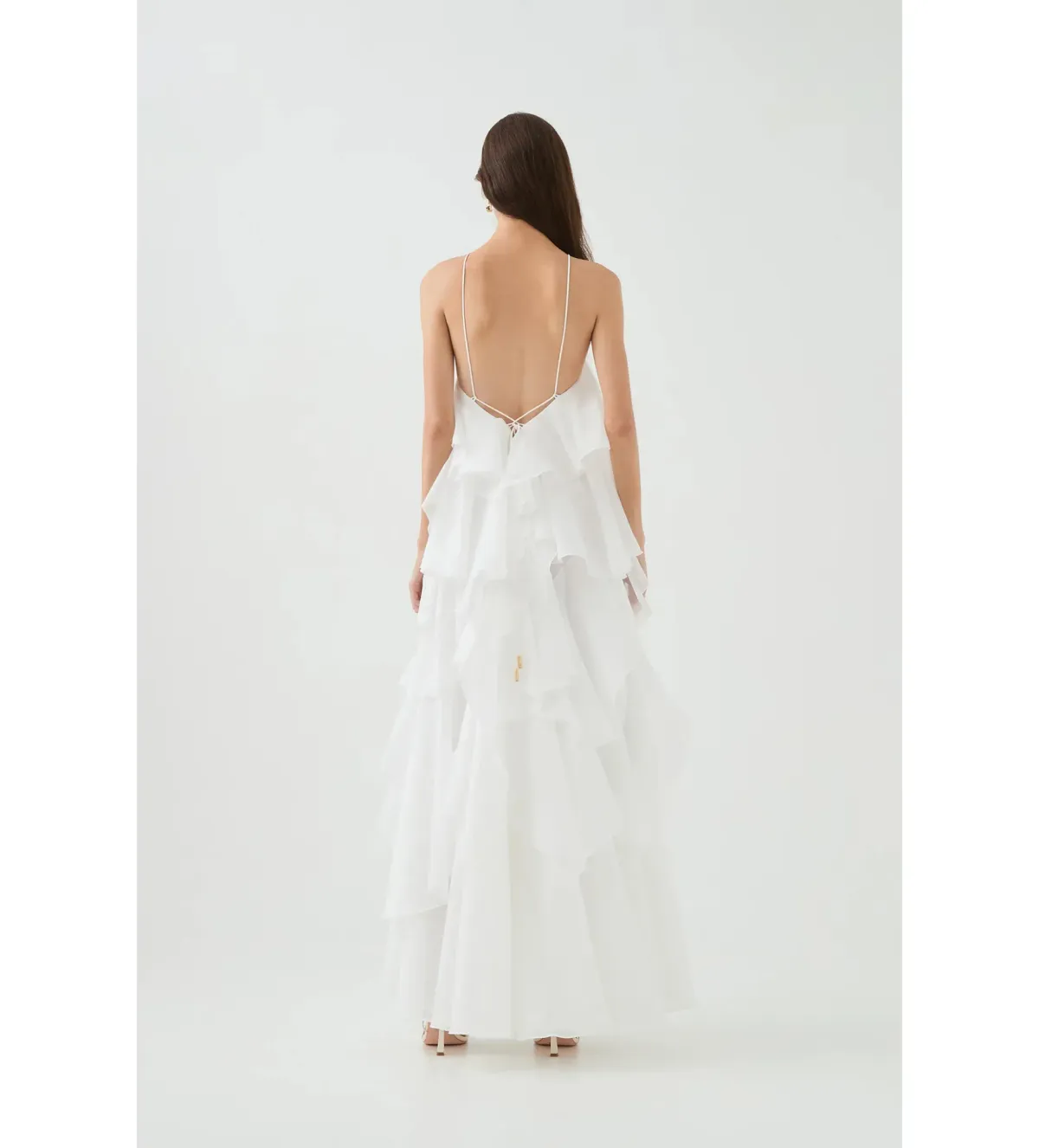 Aje Pandorea Layered Maxi Dress in Ivory Size AU8 - Image 3