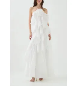 Aje Pandorea Layered Maxi Dress in Ivory Size AU8 for rent on The Volte - image 1