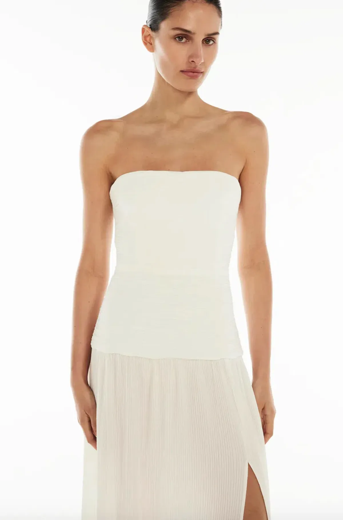 MANNING CARTELL DOUBLE TIME PLEAT STRAPLESS MAXI DRESS in WHITE AU 8 - Image 4