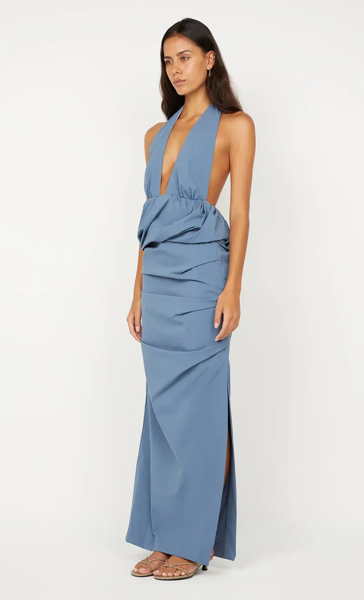 PRISCILLA BUBBLE MAXI DRESS SIZE 6 STEEL BLUE - Image 2