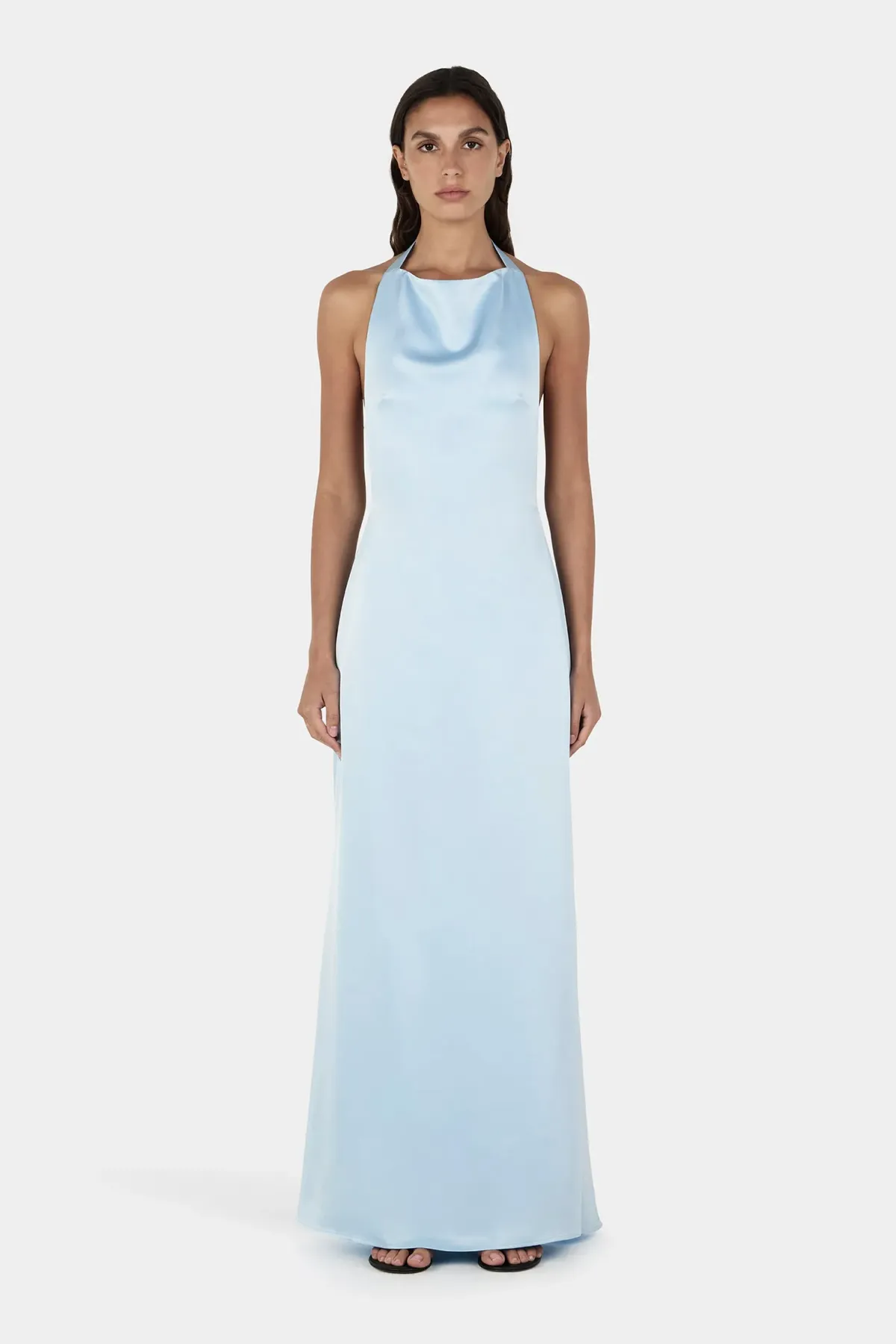 Hansen And Gretel Petra Satin Backless Gown Sky Blue Size 10 - Image 1