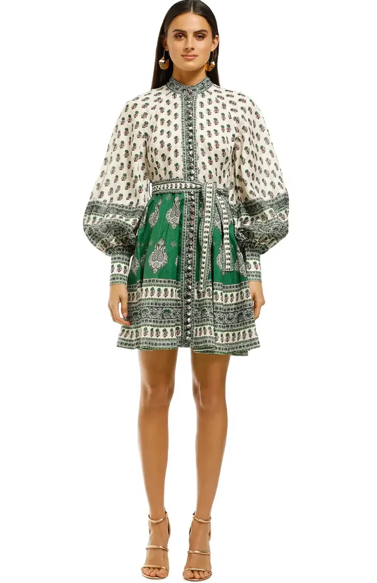 Zimmermann Amari Emerald Buttoned Dress. Size 1 (8-10au) - Image 1