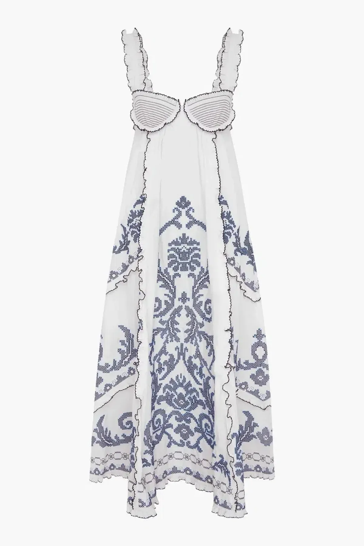 Alemais Hazel smocked embroidered midi dress size 14 - Image 2