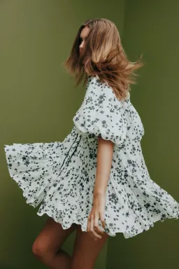 Aje Anthea Mini Smock Dress Daylight Daisies Black & White Size 10 for rent on The Volte - image 4