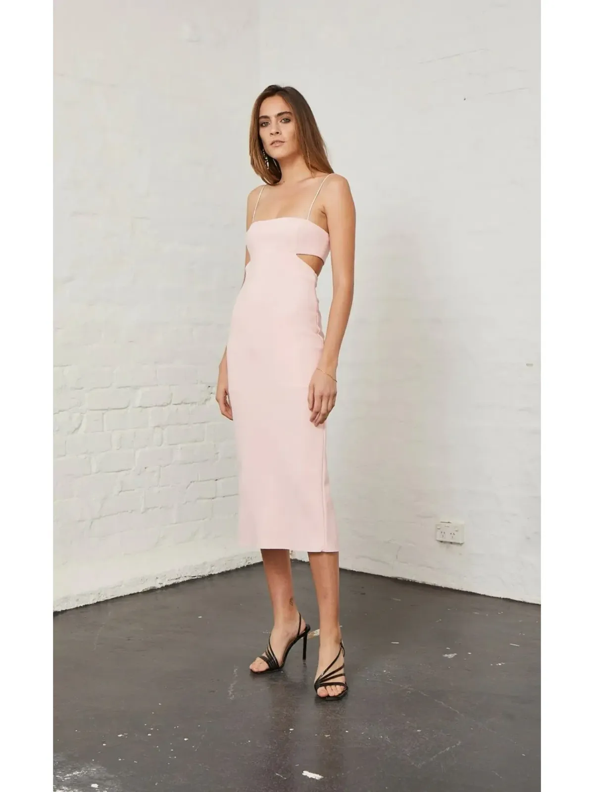 Bec & Bridge Elle Cut Midi Dress Light Blush Size AU 6 - Image 1