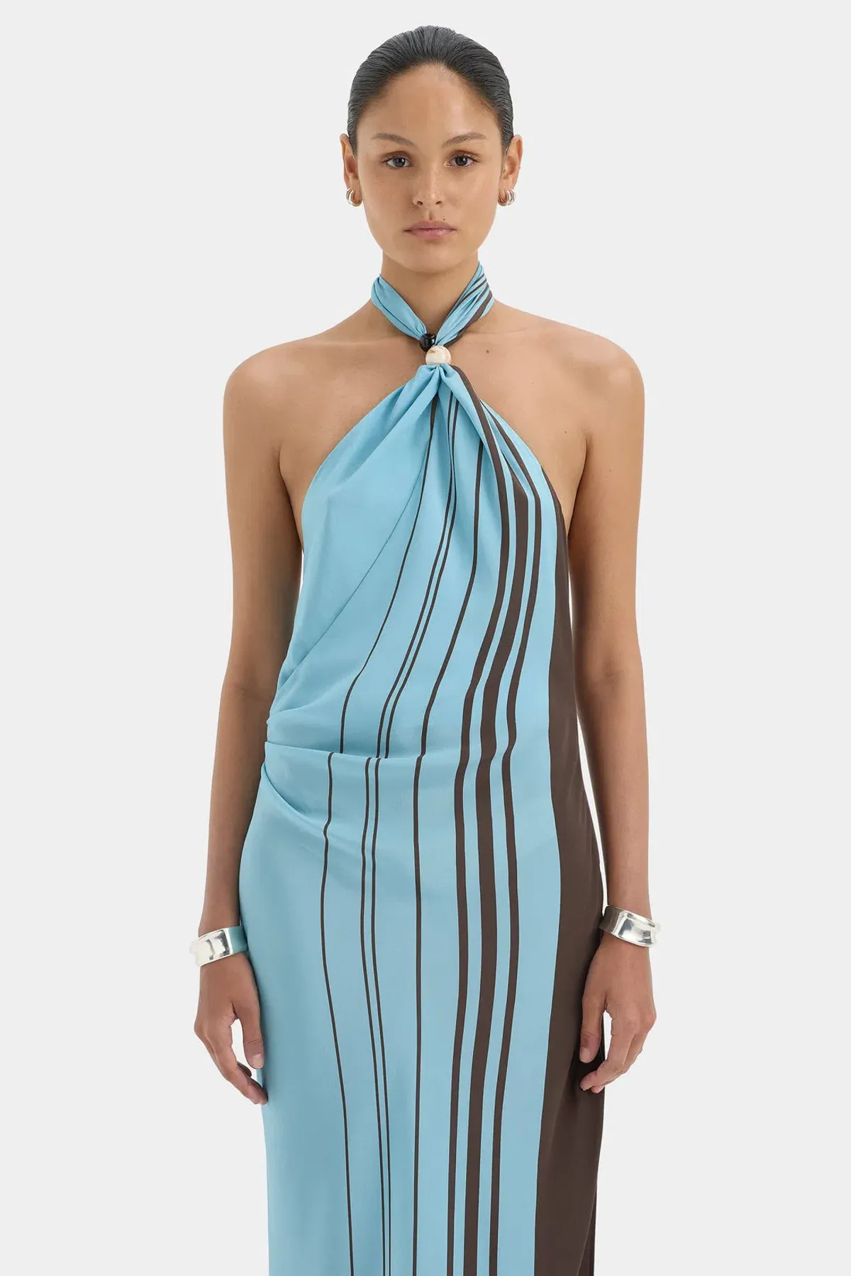 Sir Rioja Halter Scarf Maxi Dress Size Au 10 - Image 3