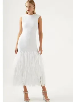 Aje Rushes Raffia Maxi Dress Ivory White Size 6 for rent on The Volte - image 2