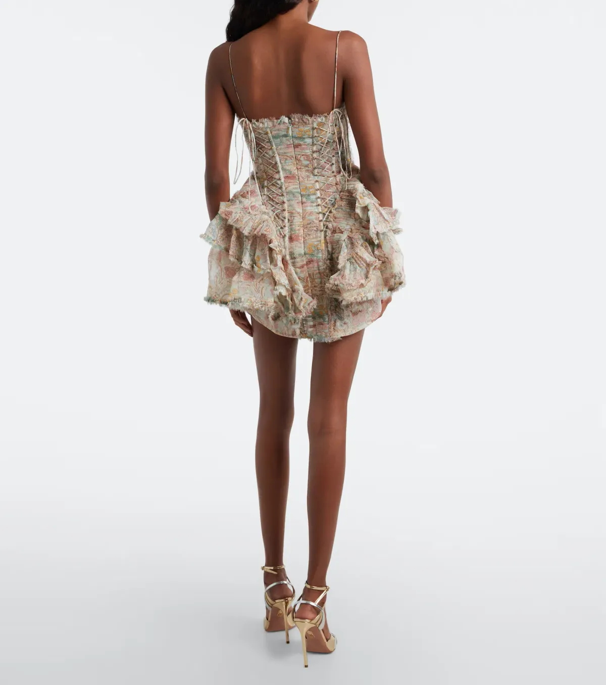 Zimmermann Rebellion Frayed Mini Dress in Mint Floral Size 0 / AU 8 - Image 2
