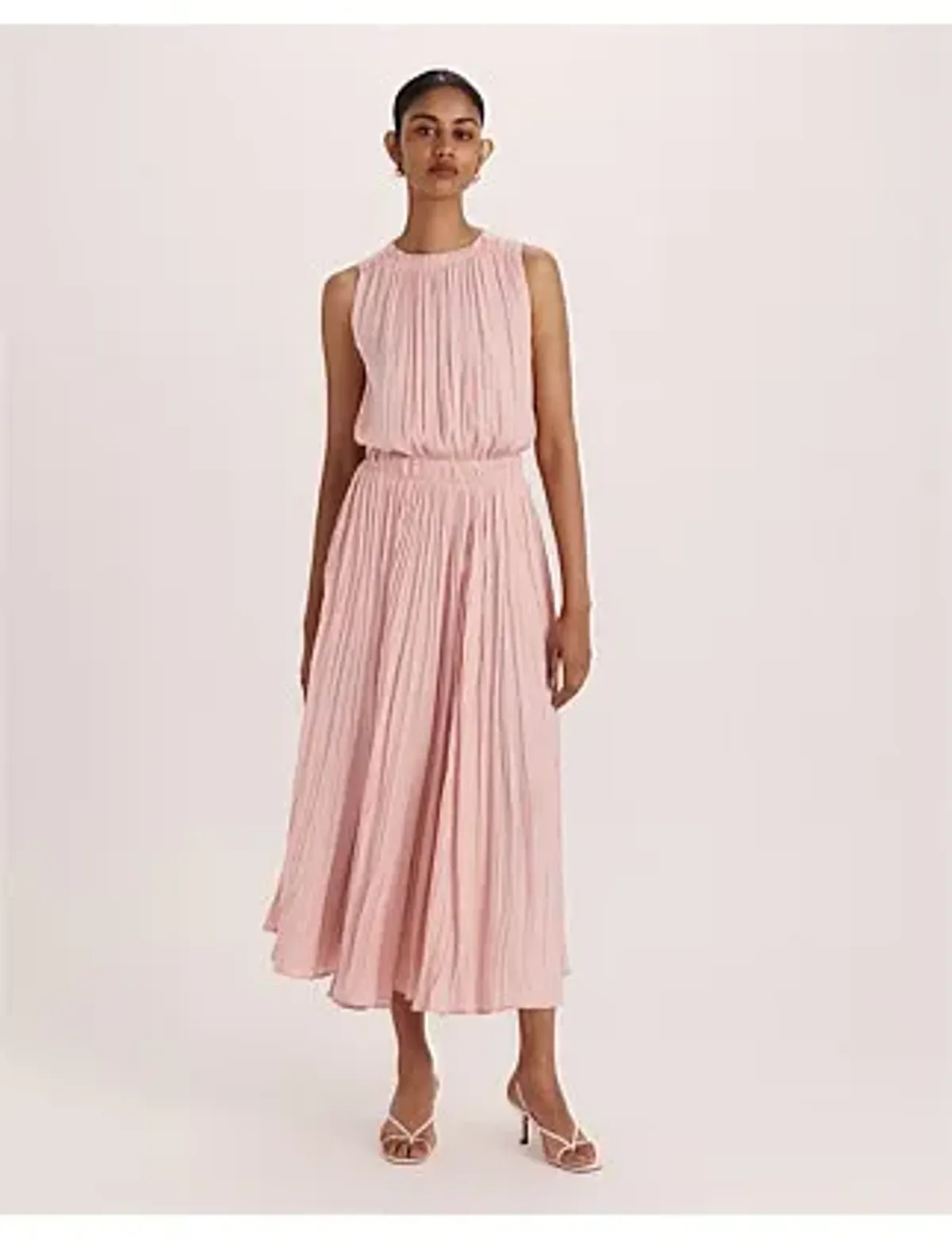 Saba Lillian Pleated Midi Dress Rose Size 12 - Image 2