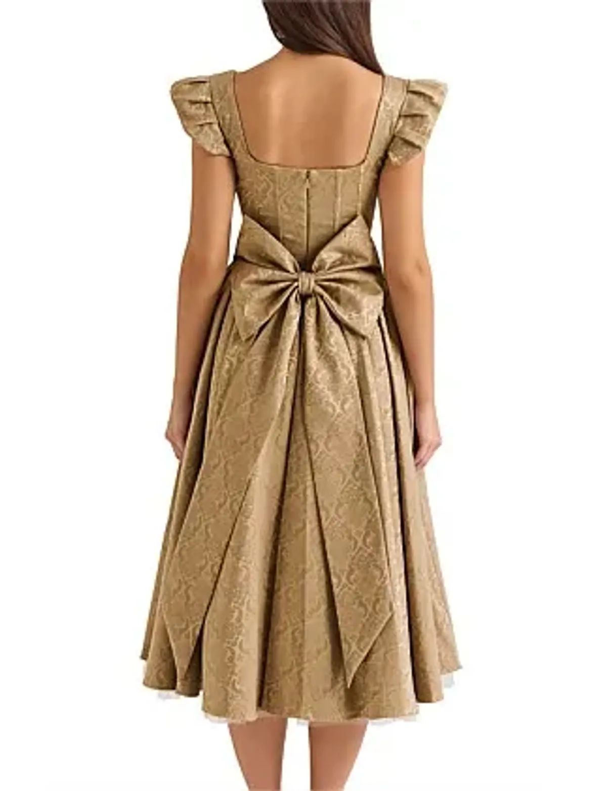 Norma Kamali HOUSE OF CB ALESSANDRA MIDI DRESS Gold Size 10 - Image 3