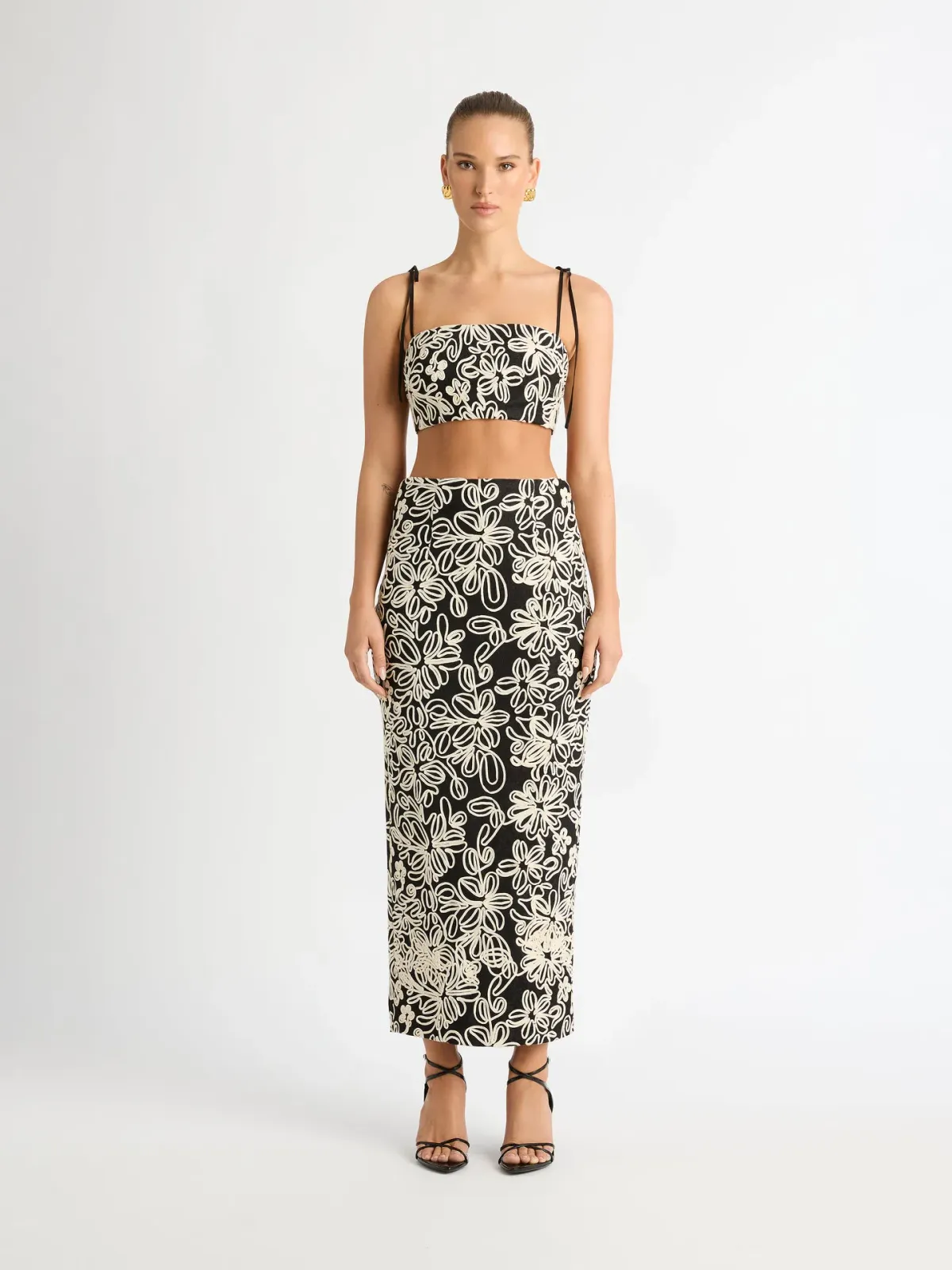 SHEIKE LUISA CROP TOP & LUISA MAXI SKIRT (SET) BLACK SIZE 18 - Image 1