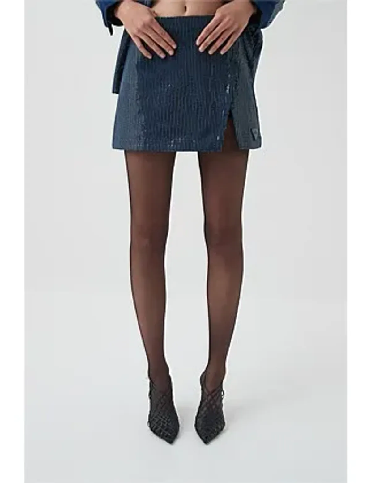 Aje Studio REFLECT DENIM MINI SKIRT Navy Size 8 - Image 4
