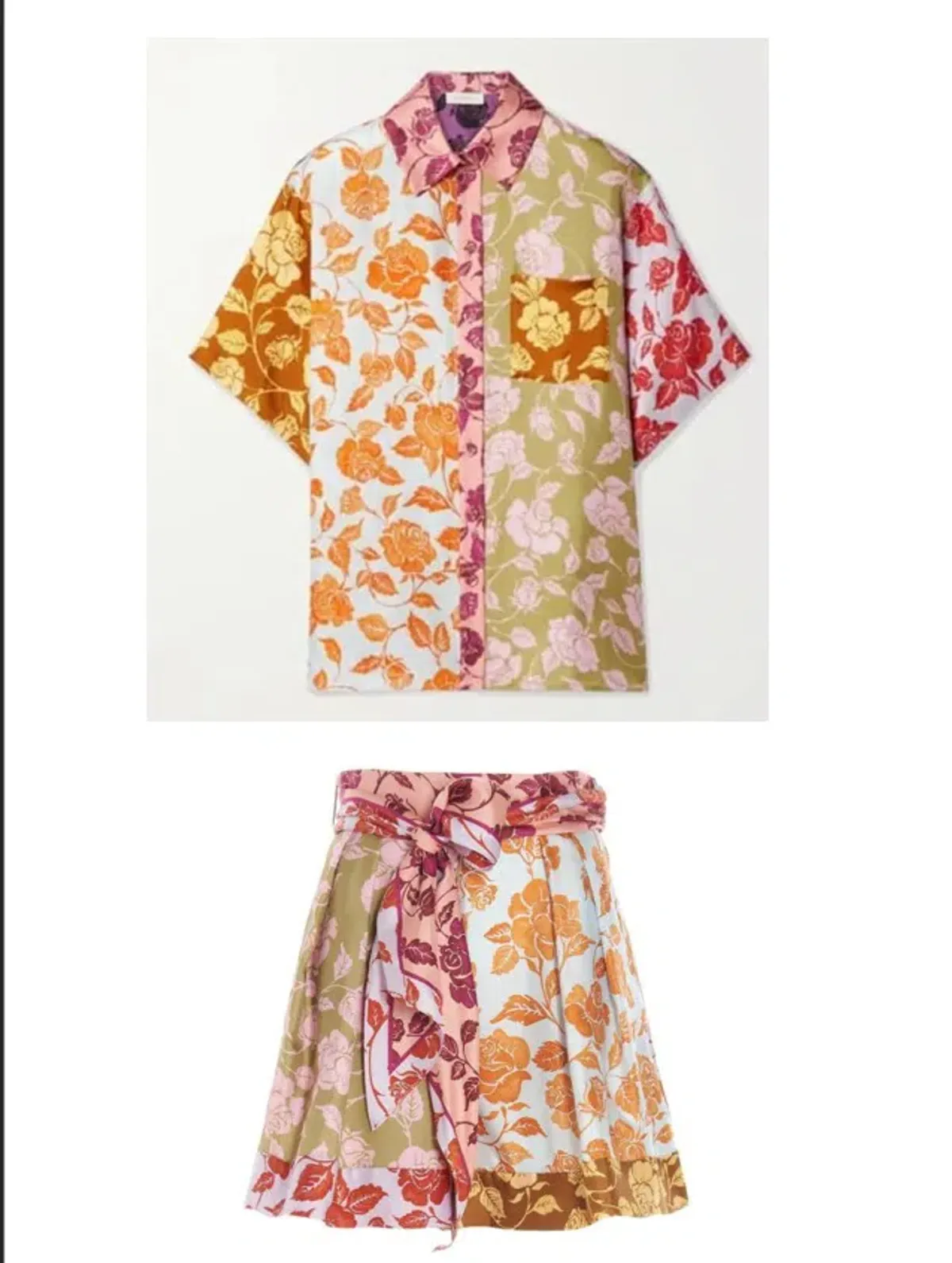 Zimmermann Lovestruck Spliced Shirt Shorts Set Silk Floral Size 1 / Au 10 - Image 3