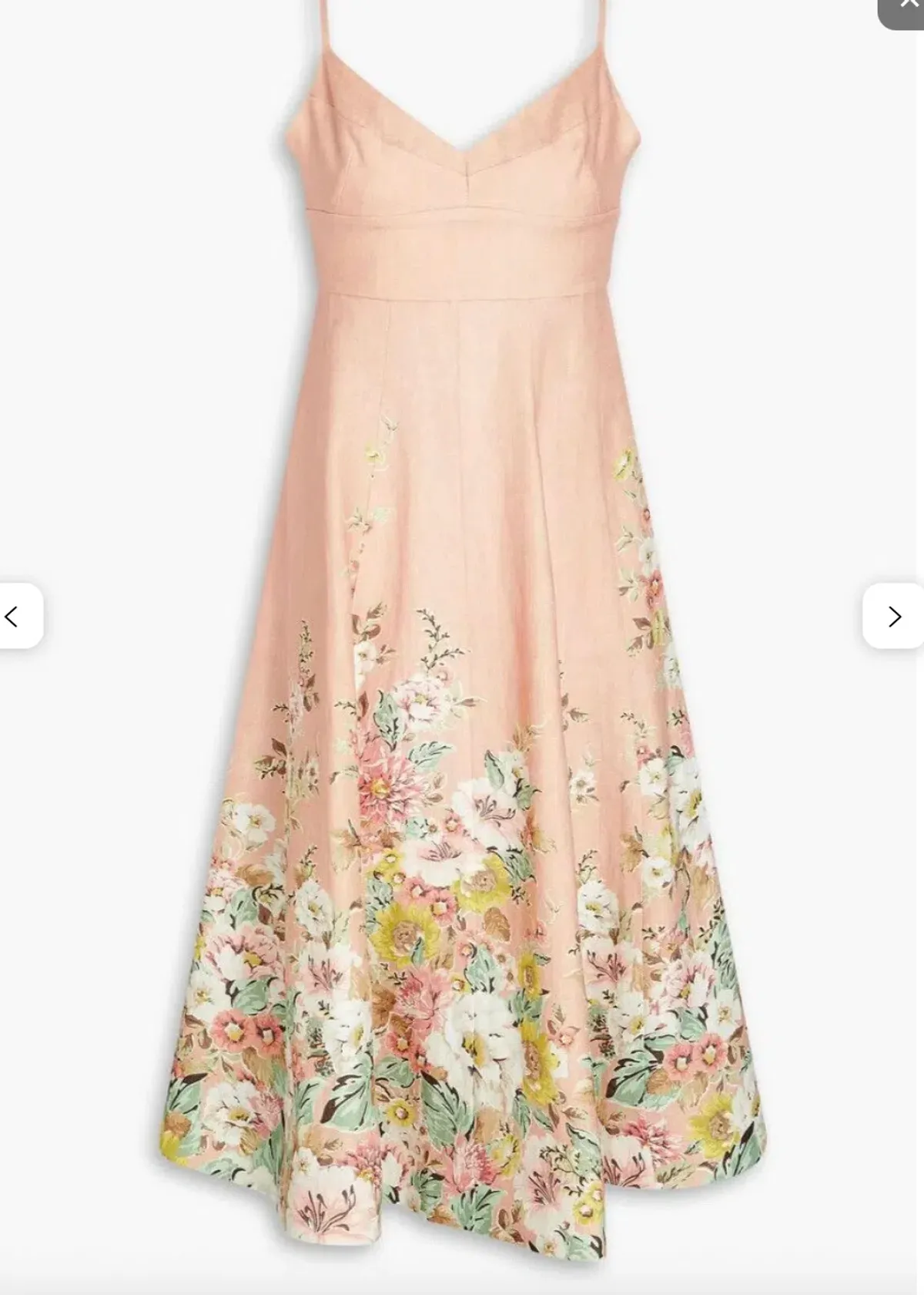 Floral-print linen midi dress - Image 1