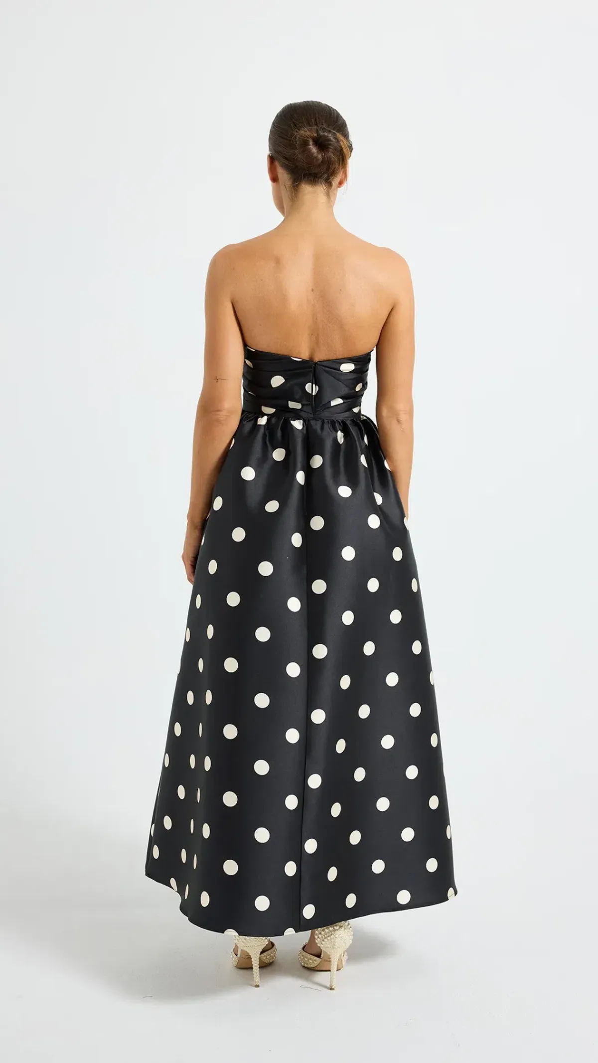 Pasduchas Dottie Strapless Midi Dress Size 10 in Black/Cream   - Image 2