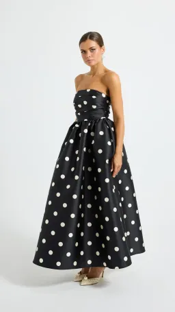 Pasduchas Dottie Strapless Midi Dress Size 10 in Black/Cream   for rent on The Volte - image 3