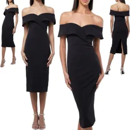 MOSSMAN She Told Me So Off The Shoulder Dress Black for rent on The Volte - image 1