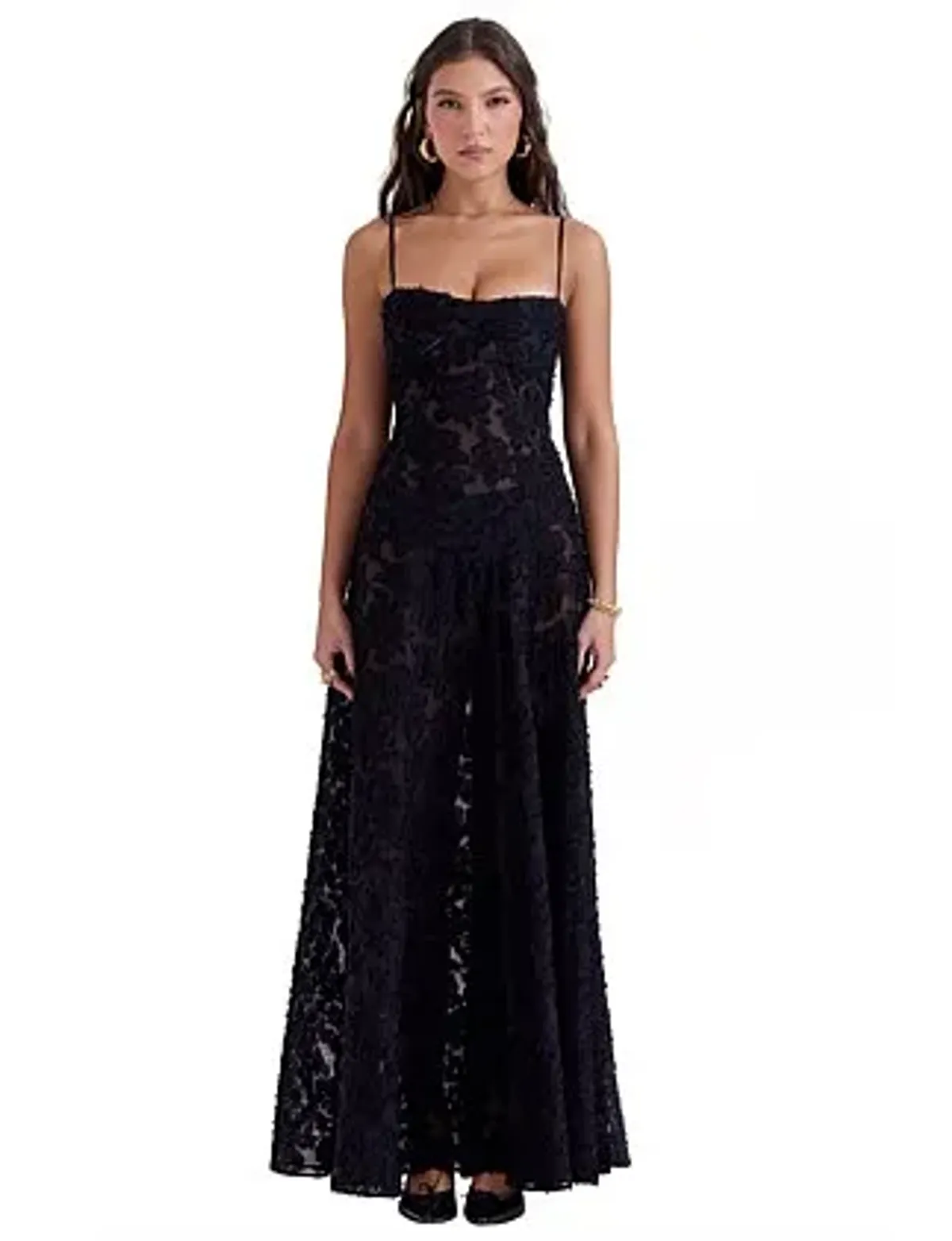 House Of Cb Seren Lace-Up Back Maxi Dress Black Size 10 (Regular Cup A-C) - Image 2
