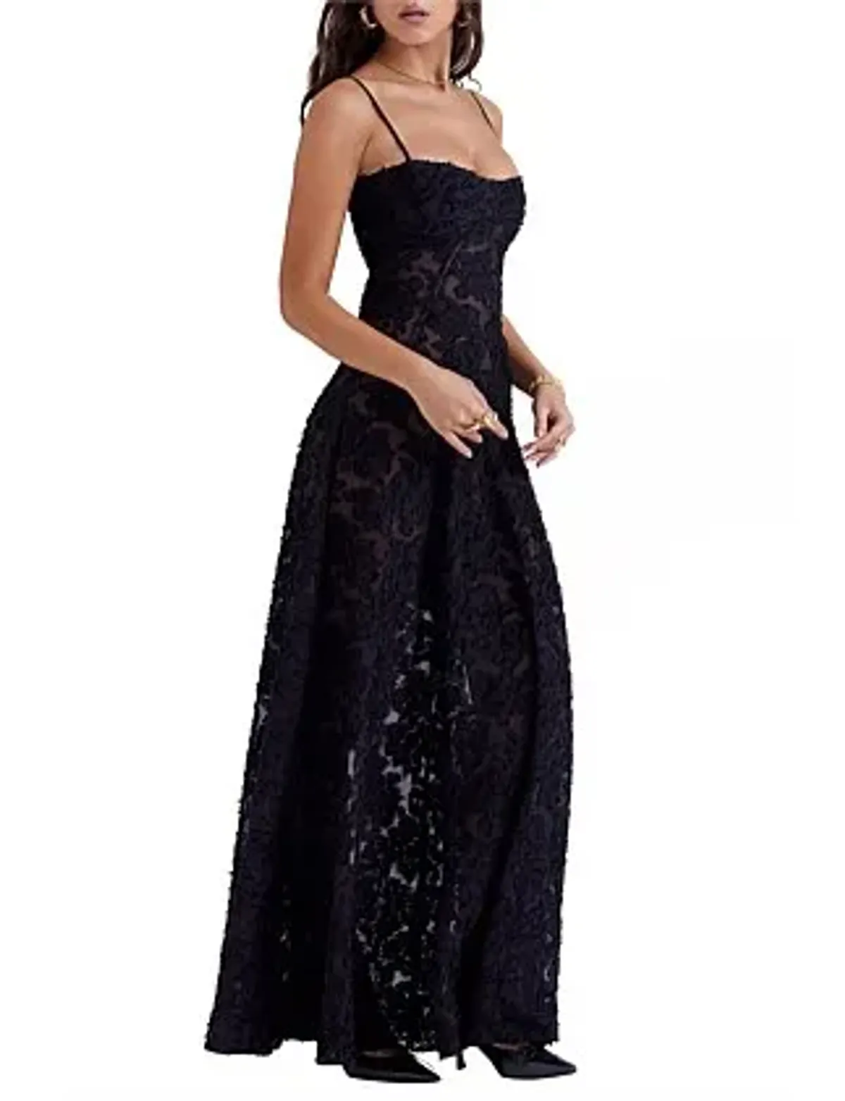House Of Cb Seren Lace-Up Back Maxi Dress Black Size 10 (Regular Cup A-C) - Image 4