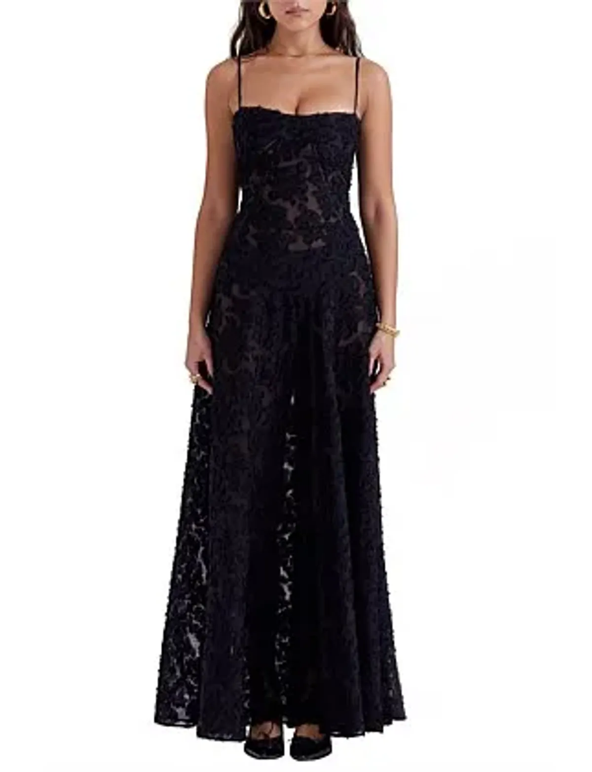 House Of Cb Seren Lace-Up Back Maxi Dress Black Size 10 (Regular Cup A-C) - Image 3