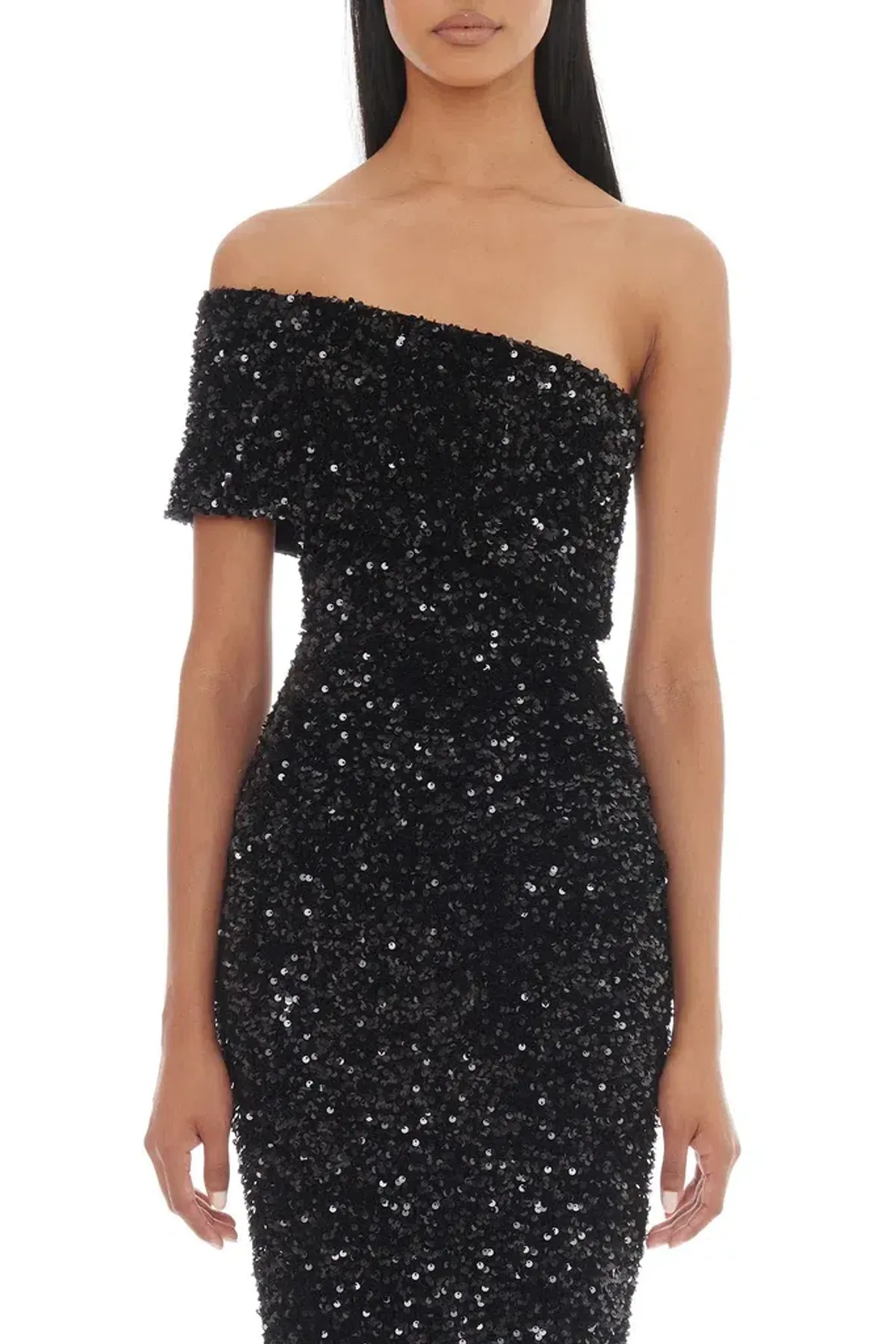ELIYA THE LABEL ALYSSA SEQUIN MIDI DRESS BLACK L LARGE 12 - Image 1