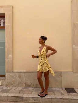 Benni Harlow Halter Dress in Butter Spot Size 6 for rent on The Volte - image 2