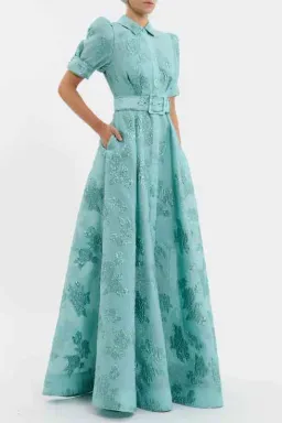 Rebecca Vallance - Benette Short Sleeve Gown Teal - 14 for rent on The Volte - image 2