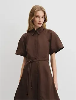 Country Road Asymmetric Hem Mini Dress Brown Size 12 for rent on The Volte - image 4