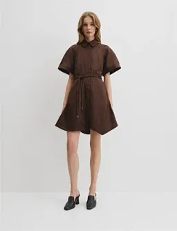 Country Road Asymmetric Hem Mini Dress Brown Size 12 for rent on The Volte - image 2