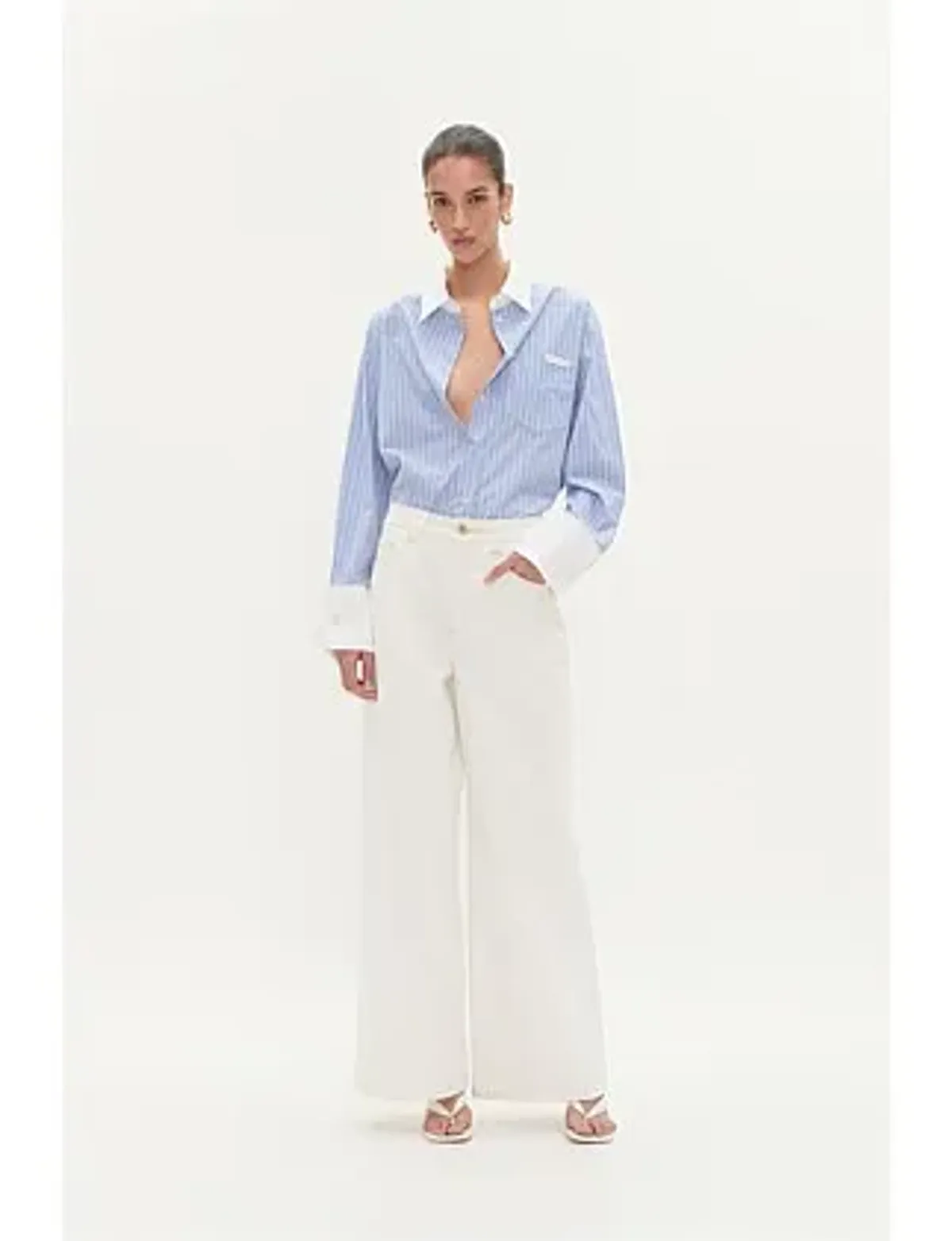 Aje Studio Palmer Striped Shirt Blue Size 6 - Image 7