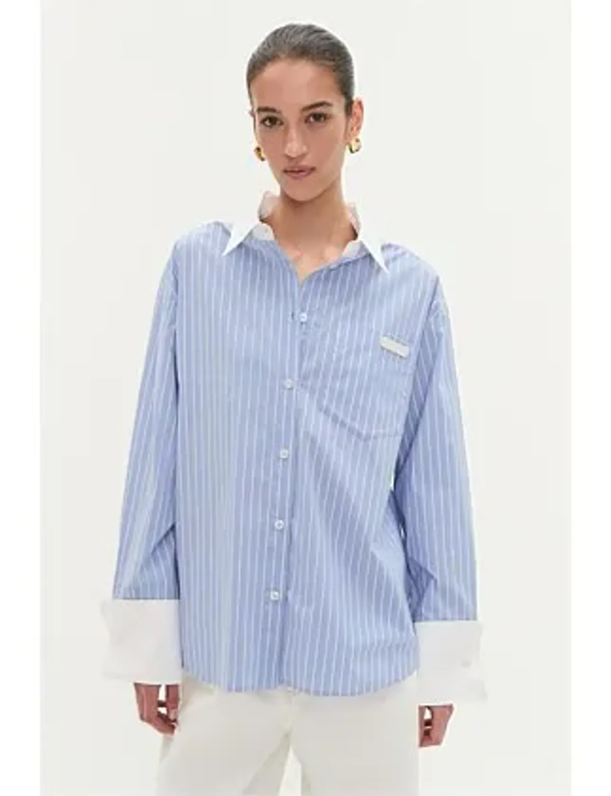 Aje Studio Palmer Striped Shirt Blue Size 6 - Image 1