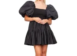 Aje Casa Black Puff Sleeve Mini Dress size 14 for rent on The Volte - image 5