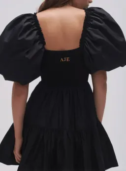 Aje Casa Black Puff Sleeve Mini Dress size 14 for rent on The Volte - image 2
